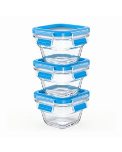 EMSA CLIP & CLOSE N1050700 recipiente de almacenar comida Plaza Establecer Azul, Transparente 3 pieza(s)
